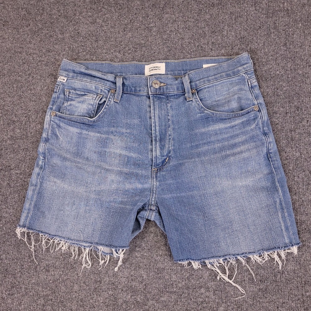 Citizens of Humanity Isola Jean Shorts Women 28 Denim Raw Hem Jorts